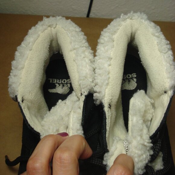 SOREL EVIE Wedge Booties Women's Size 10US 41EUR Black Cozy Lace Up Boots - Picture 7 of 11